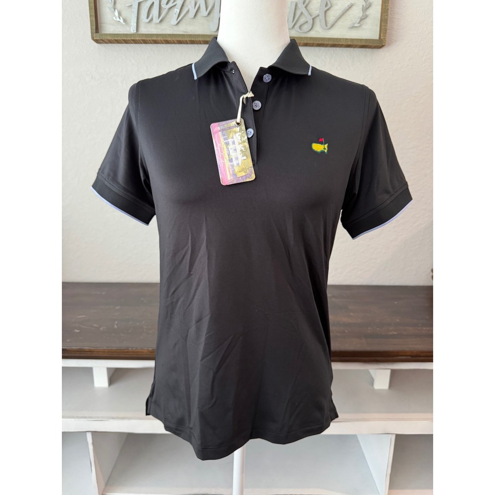 NWT Magnolia Lane Tech Masters Golf Polo Black Size S